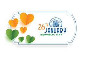 naranja y verde corazones para indio república día vector