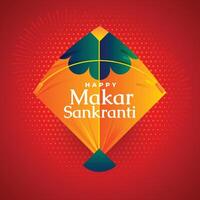 happy makar sankranti festival kite on red background vector