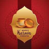 creative happy karwa chauth indian festival card design vector