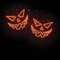 glowing neon ghost faces on black background vector