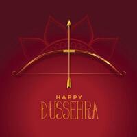 happy dusshera beautiful festival card with golden bow and arrow vector
