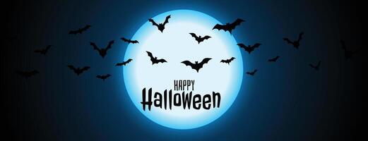 night full moon with flying bats halloween background vector