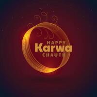 beautiful karwa chauth festival card decorative background vector