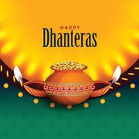 beautiful happy dhanteras background with light effect vector