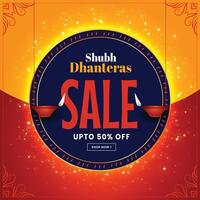 beautiful dhanteras festival sale banner decorative background vector