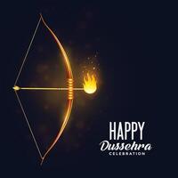 bow and burning arrow happy dussehra festival background vector