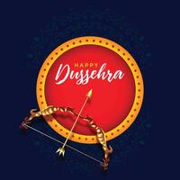 contento dussehra festival tarjeta diseño con dhanush baan vector