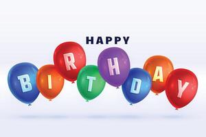 happy birthday colorful 3d balloons background design vector