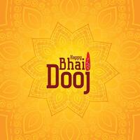 happy bhai dooj yellow decorative background design vector