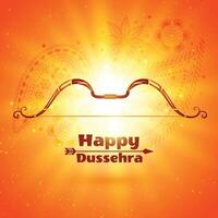 happy dussehra festival card with glowing light effect vector