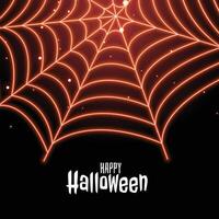 spider cobweb in neon style happy halloween background vector