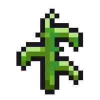 pixelated green greenery sprout leaf pixel art game items nature vector