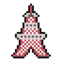 tokyo tower pixel art for dynamic digital projects and designs. vector