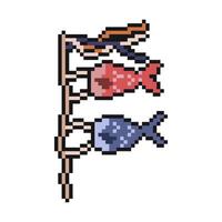 fish flag pixel art for dynamic digital projects and designs. vector