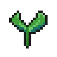 pixelated green greenery sprout leaf pixel art game items nature vector