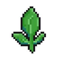 pixelated green greenery sprout leaf pixel art game items nature vector