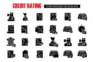 credit rating solid black icon design good for website and mobile app vector