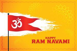 om symbol flag for happy ram navami festival vector