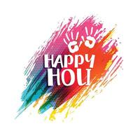 happy holi colorful watercolor brush stroke background vector