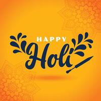 traditional happy holi festival yellow background design vector
