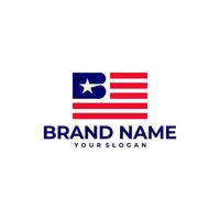 LETTER B INITIAL AMERICAN FLAG LOGO ICON ILLUSTRATION vector