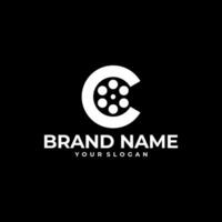 letra C inicial cine carrete película película monograma logo icono ilustración vector