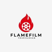 FLAME FILM MOVIE HOT BURN LOGO ICON ILLUSTRATION vector