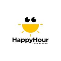 HAPPY HOUR FUN SUN TIME LOGO ICON ILLUSTRATION vector