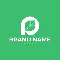 LETTER P INITIAL LEAF NEGATIVE SPACE LOGO ICON ILLUSTRATION vector