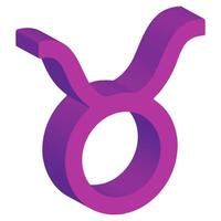 3d zodiac Taurus on isolated background. illustration. violet color vector