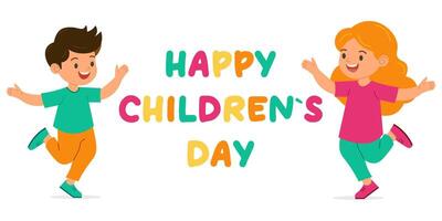 Happy children's day. cartoon illustration. Happy children vector