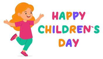 International children's day. Banner and card, poster . happy child, girl vector
