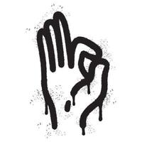 Spray Painted Graffiti hand ok sign Sprayed isolated with a white background. graffiti Perfectly ok hand with over spray in black over white. vector