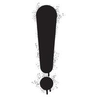 Spray Painted Graffiti exclamation icon Sprayed isolated with a white background. graffiti caution icon with over spray in black over white. vector