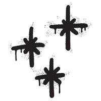 Spray Painted Graffiti stars sparkle icon icon Sprayed isolated with a white background. graffiti shining burst with over spray in black over white. vector