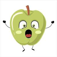 Funny fruit character. Scared apple. cute fruit. vector