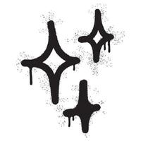 Spray Painted Graffiti stars sparkle icon icon Sprayed isolated with a white background. graffiti shining burst with over spray in black over white. vector