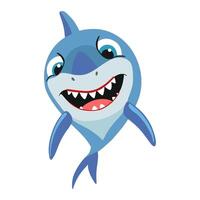 gracioso tiburón. dibujos animados pescado personaje. cómic tiburones emociones cómic estilo pescado vector
