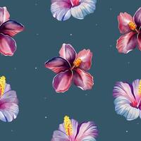 Summer seamless pattern of orchid. Watercolor tropical background. Floral pattern vector