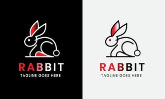 Rabbit Logo, Rabbit with leaf carrot, Animal Design Logo , rabbit head, minimalist modern concept sample vector