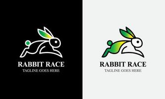 Conejo logo, Conejo con hoja zanahoria, animal diseño logo , Conejo cabeza, minimalista moderno concepto muestra vector