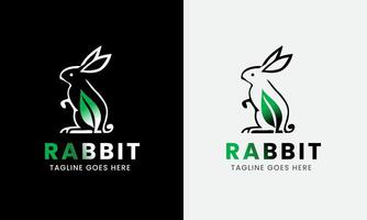 Rabbit Logo, Rabbit with leaf carrot, Animal Design Logo , rabbit head, minimalist modern concept sample vector