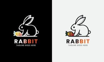 Rabbit Logo, Rabbit with leaf carrot, Animal Design Logo , rabbit head, minimalist modern concept sample vector