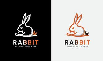 Rabbit Logo, Rabbit with leaf carrot, Animal Design Logo , rabbit head, minimalist modern concept sample vector