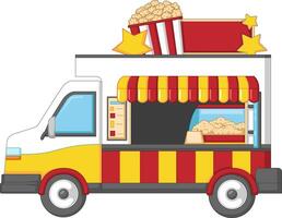 Modern Delicious Commercial Food Truck Vehicle - Pop Corn Stall vector