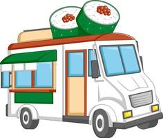 Japanese sushi street food truck vector