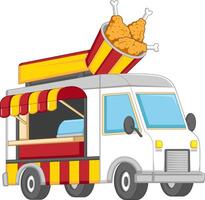 comida camión logotipo para crujiente frito pollo alas rápido entrega Servicio o verano comida festival vector