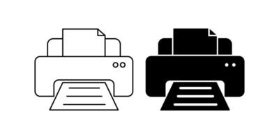 outline silhouette printer icon set isolated on white background vector