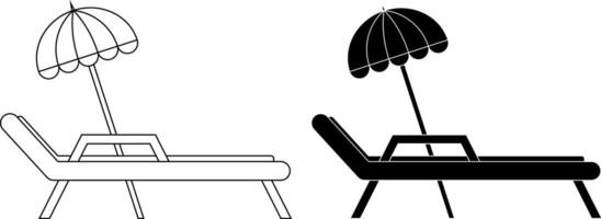 side view Sunbed Umbrella icon set vector