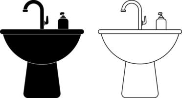 front view sink icon set vector
